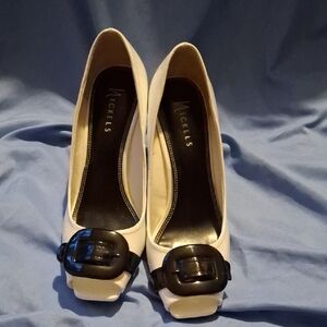 Nickels White Heels with Black Buckle